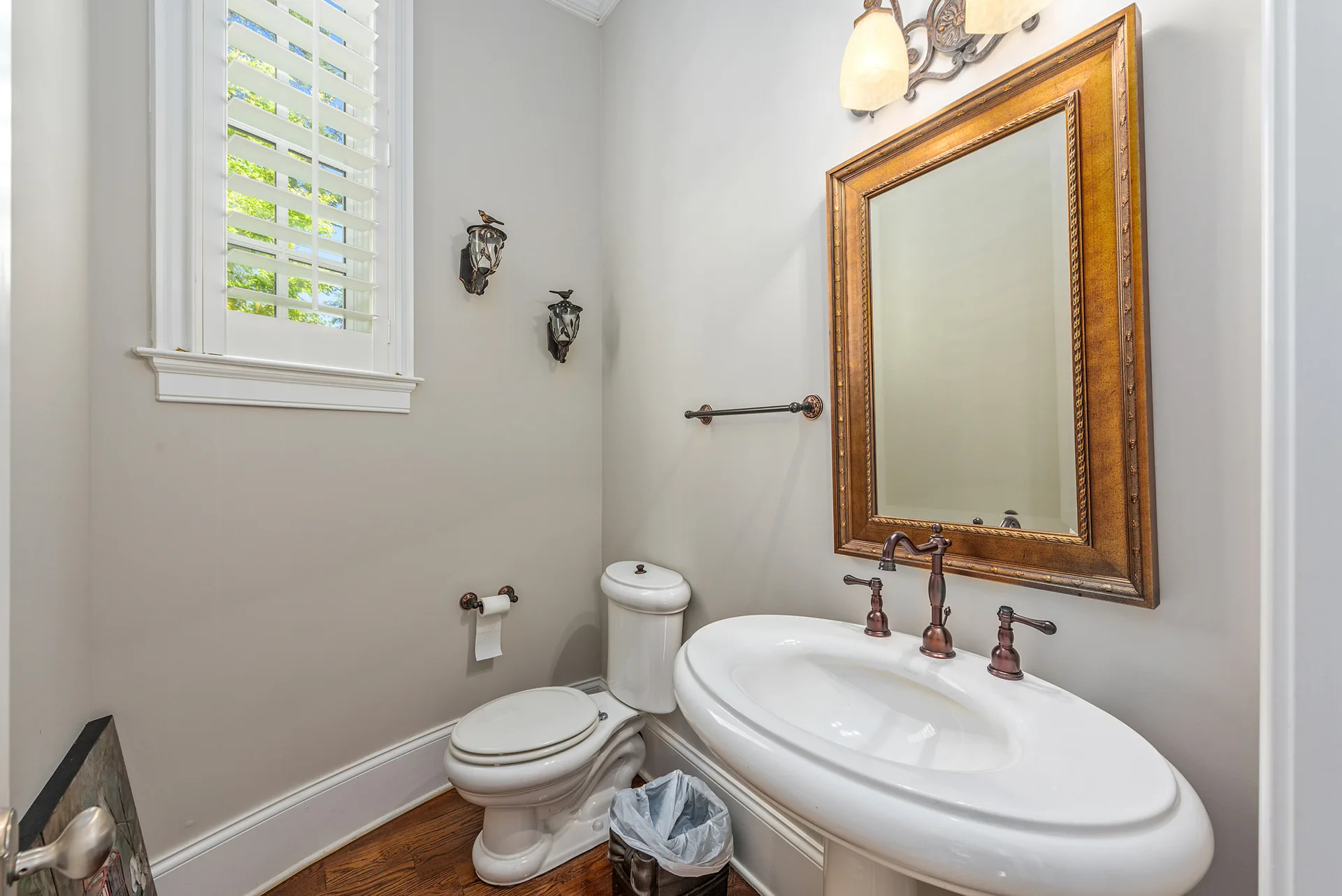 Powder room with pedestal sink