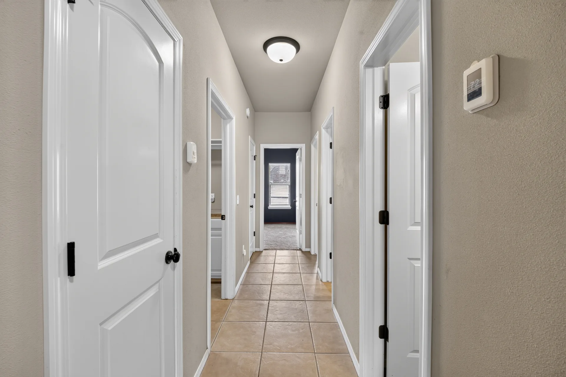 Hallway with tile transition