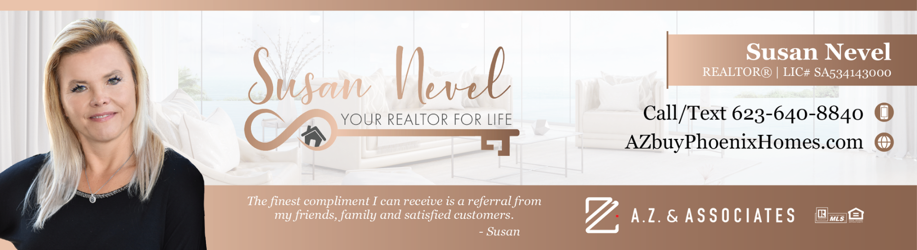 Susan Nevel REALTOR® wide marketing banner backdrop