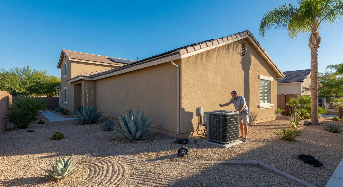 A Las Vegas home with desert landscaping under bright summer sun