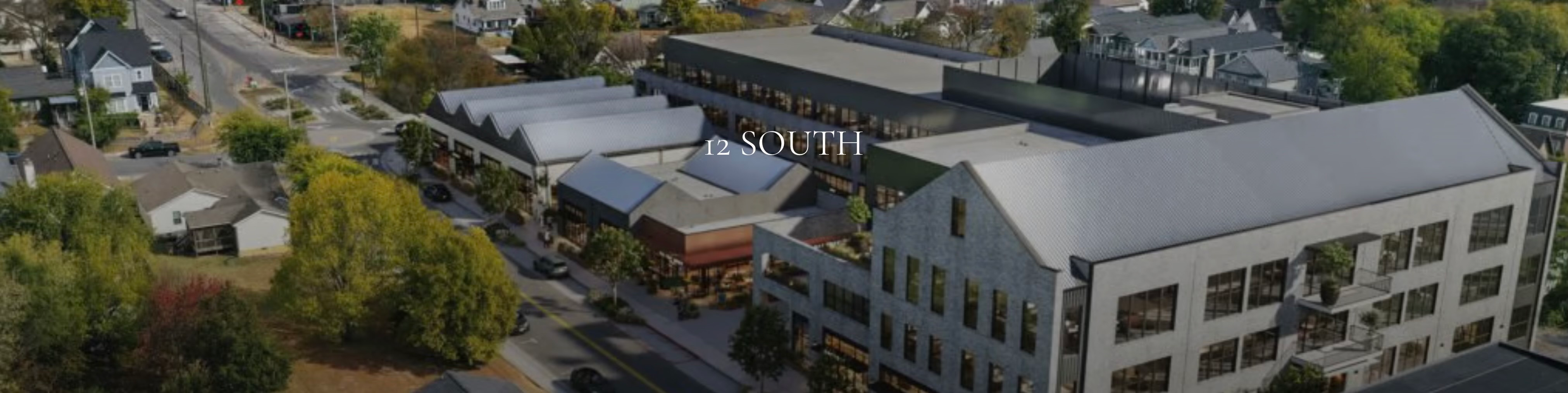 Aerial view of the 12 South commercial district in Nashville area