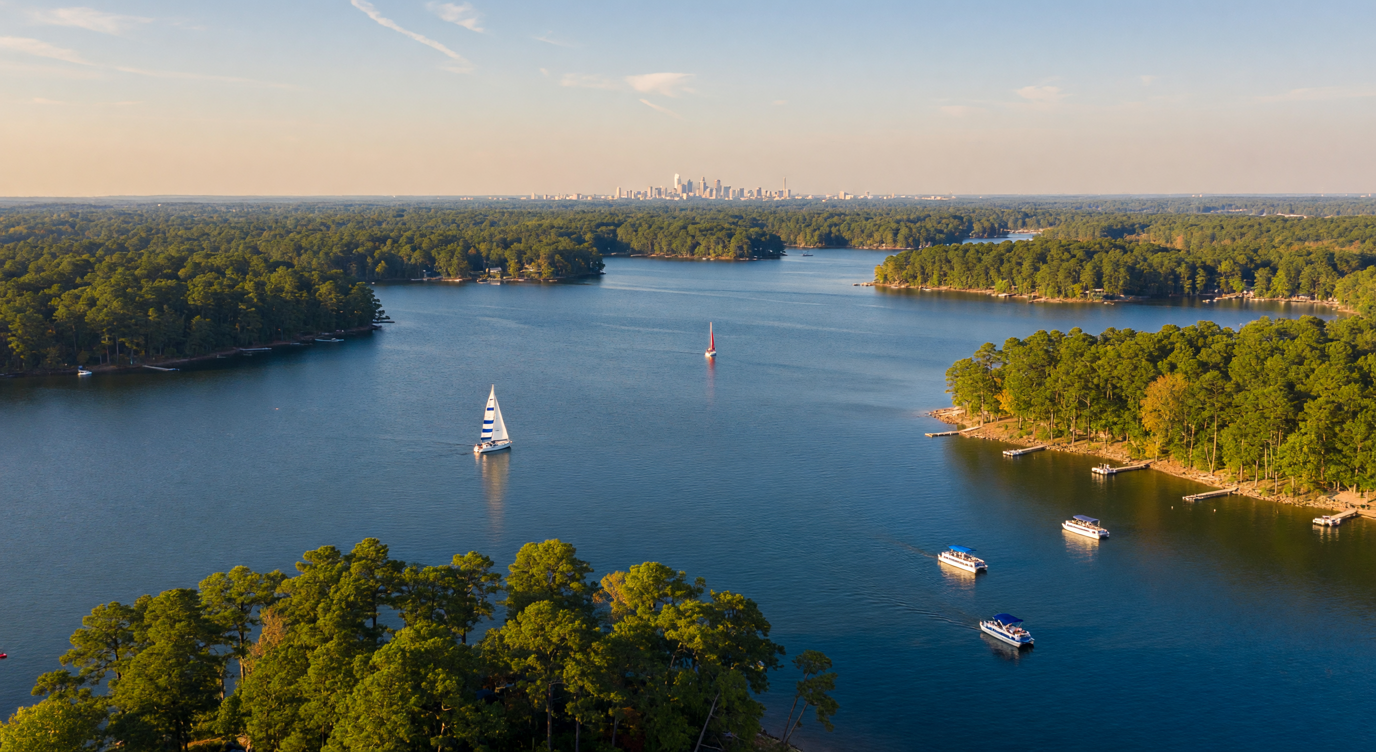 Pleasant boat docks on Lake Norman, North Carolina