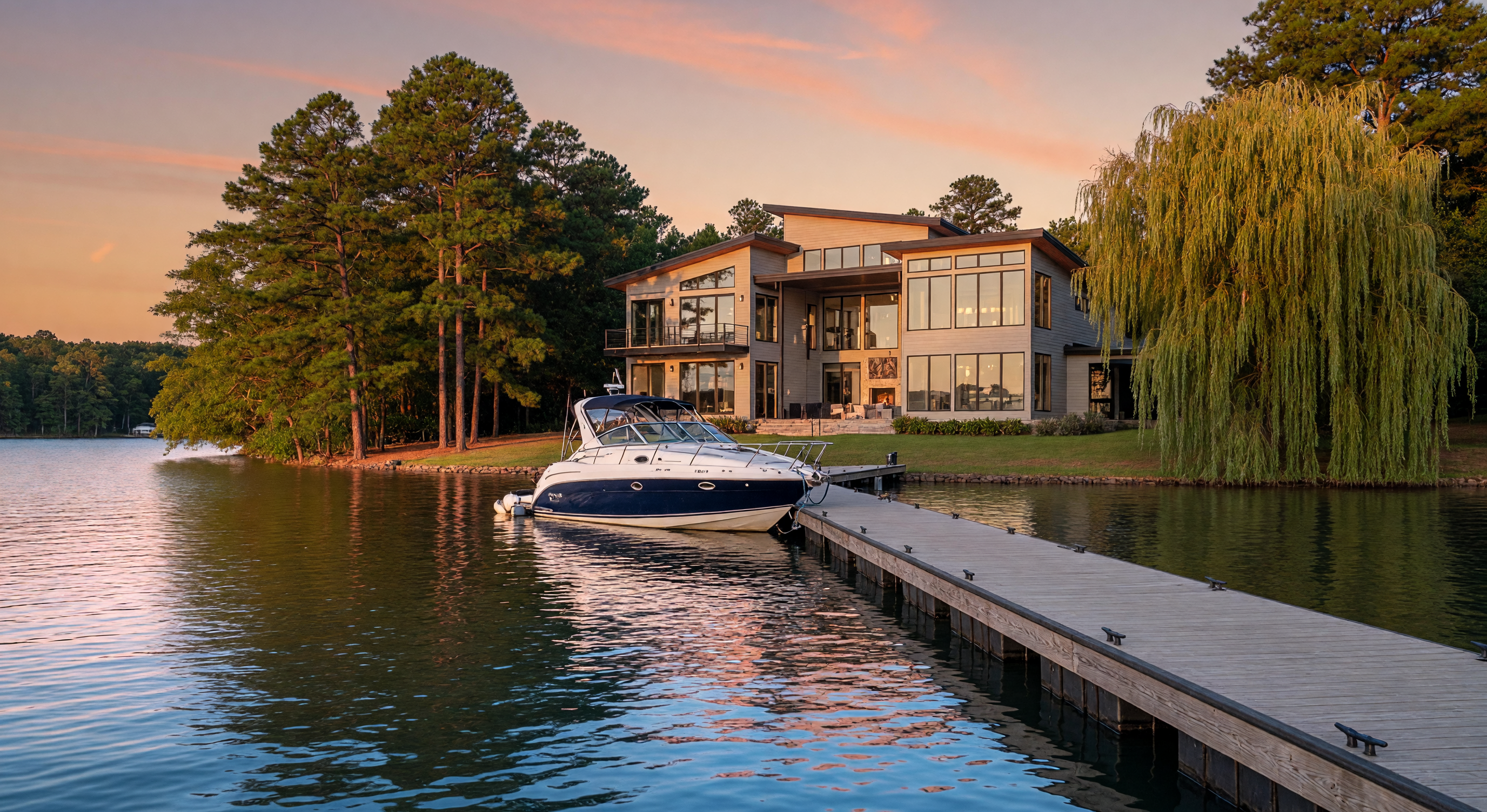 Magnificent waterfront sunset view in Cornelius, NC