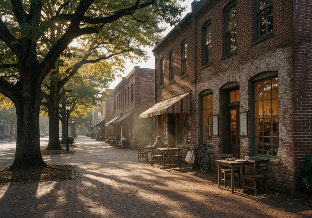 Charming historic brick street in Davidson