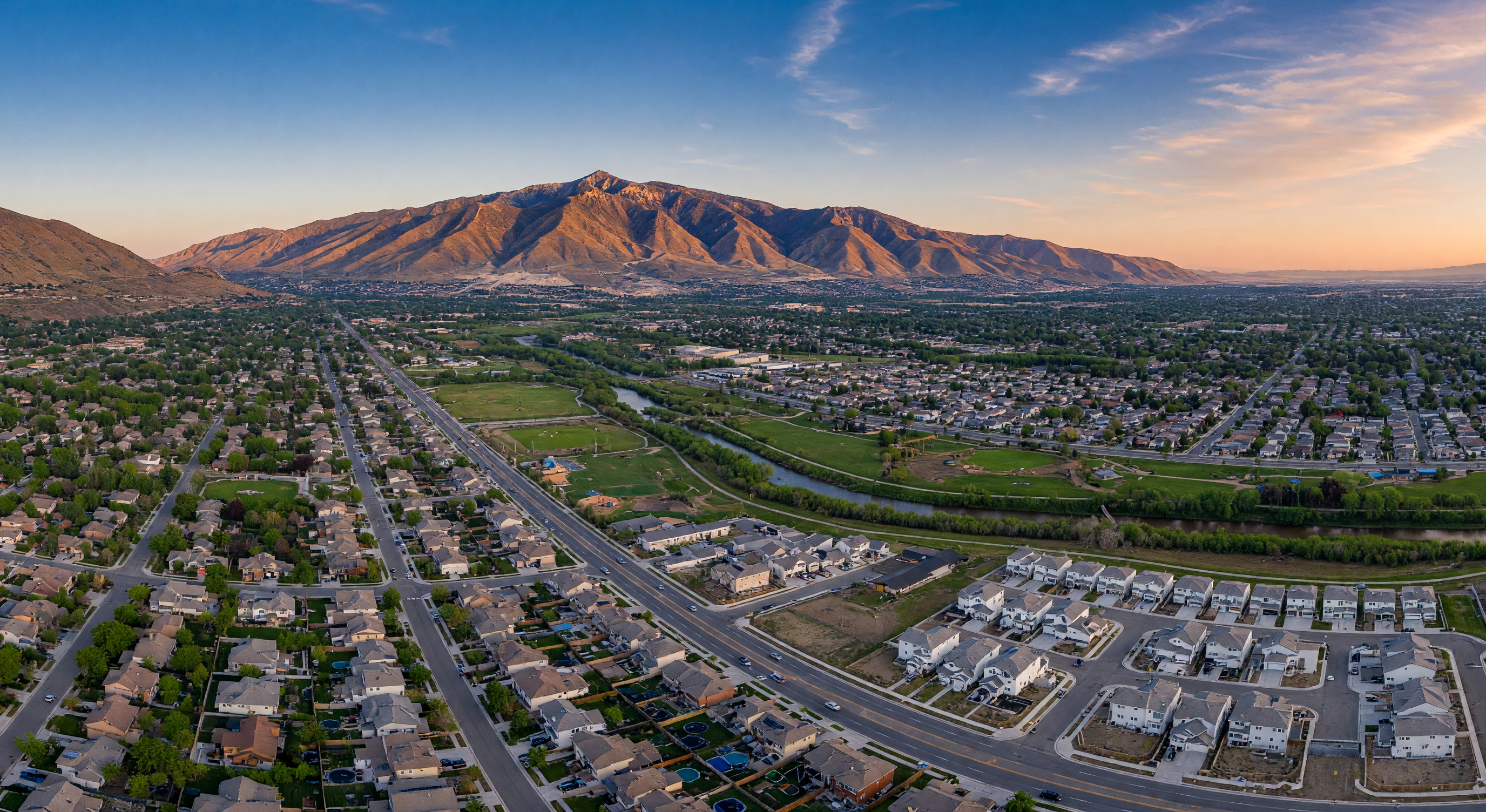 West Jordan, Utah — suburban neighborhoods with mountain views in the Salt Lake Valley