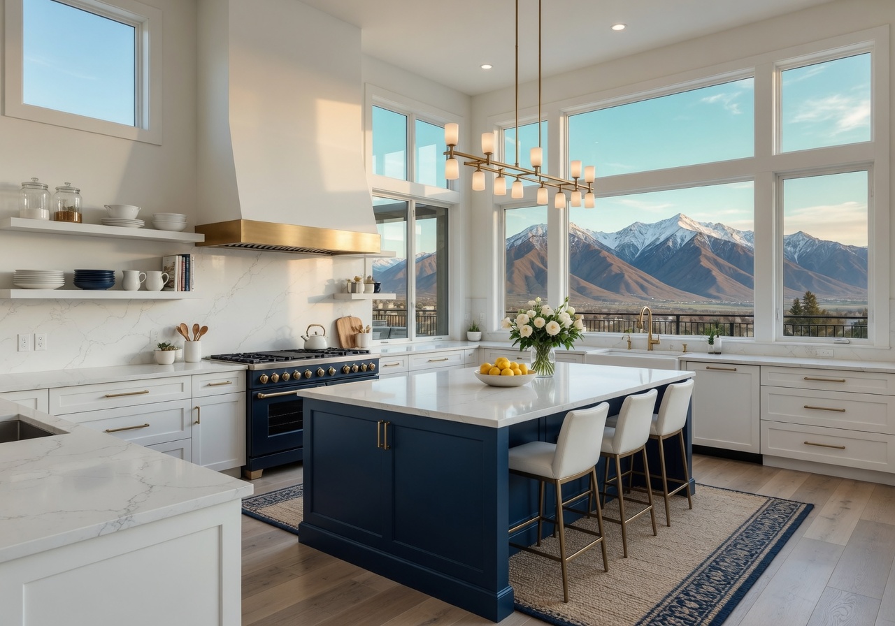 Modern luxury kitchen with mountain views — Stark Group Real Estate