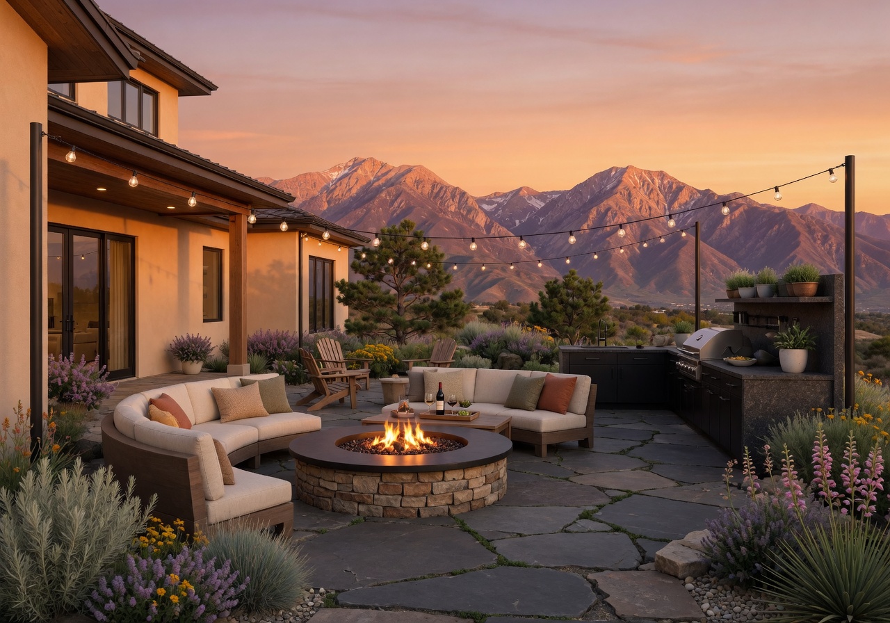 Wasatch Mountains sunrise over a Utah master-planned community