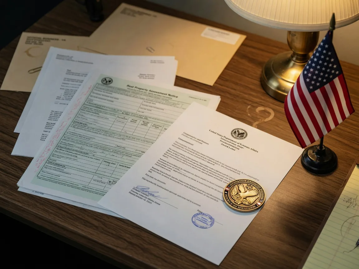 County appraisal district office with filing cabinets and official documents representing the property tax exemption application process