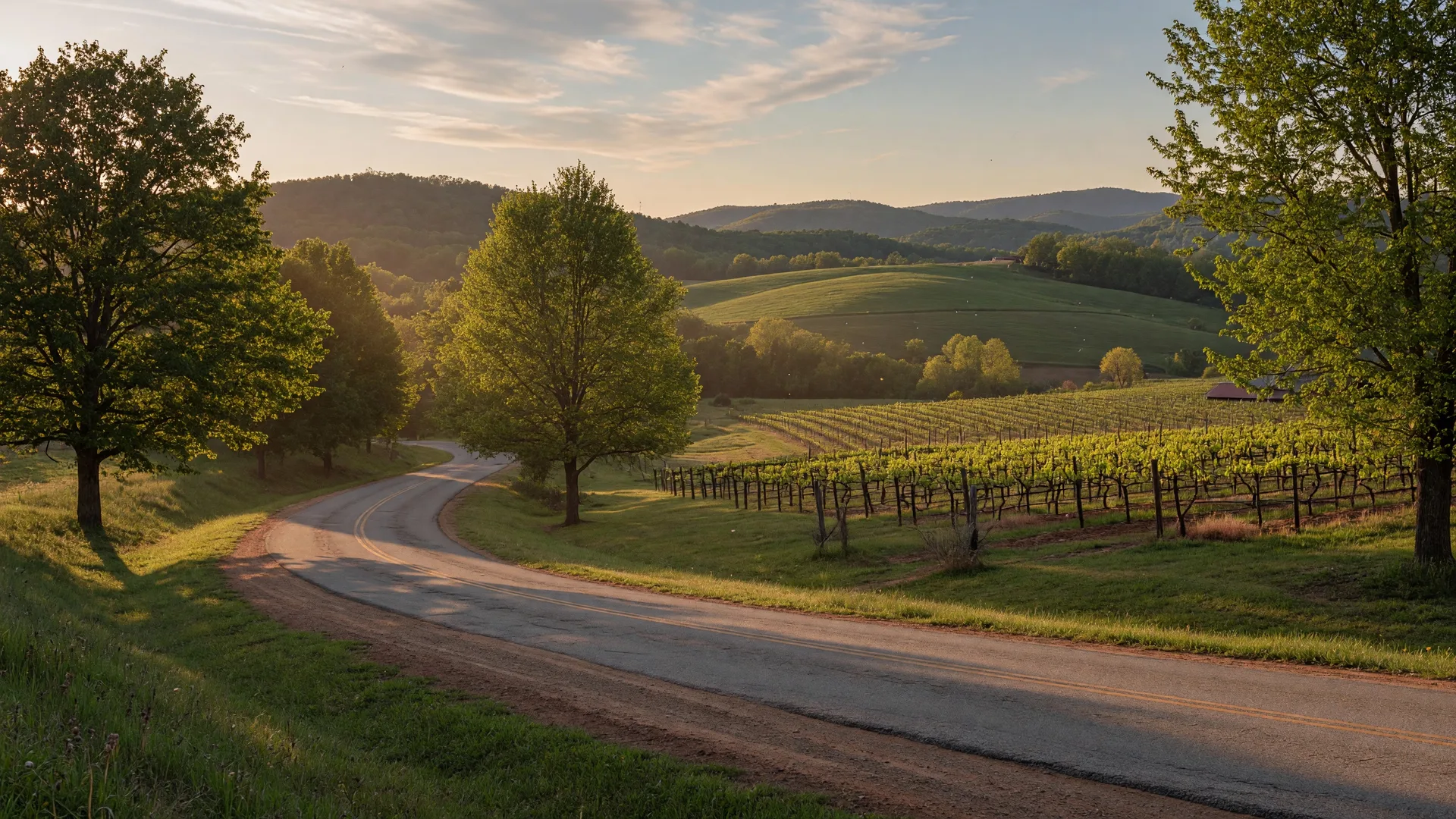 Rolling hills and countryside of New Kent County, Virginia