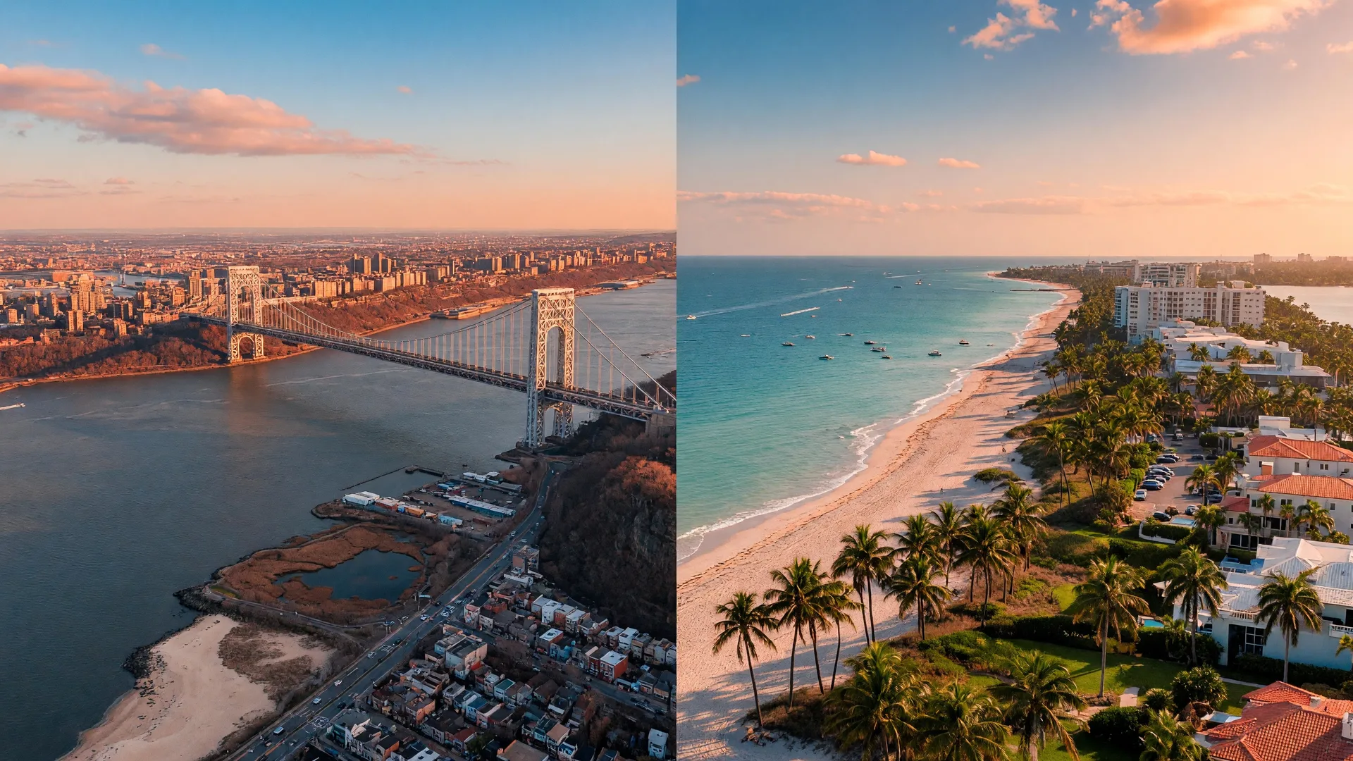Aerial view of New Jersey and Florida coastlines — NJ to FL relocation journey