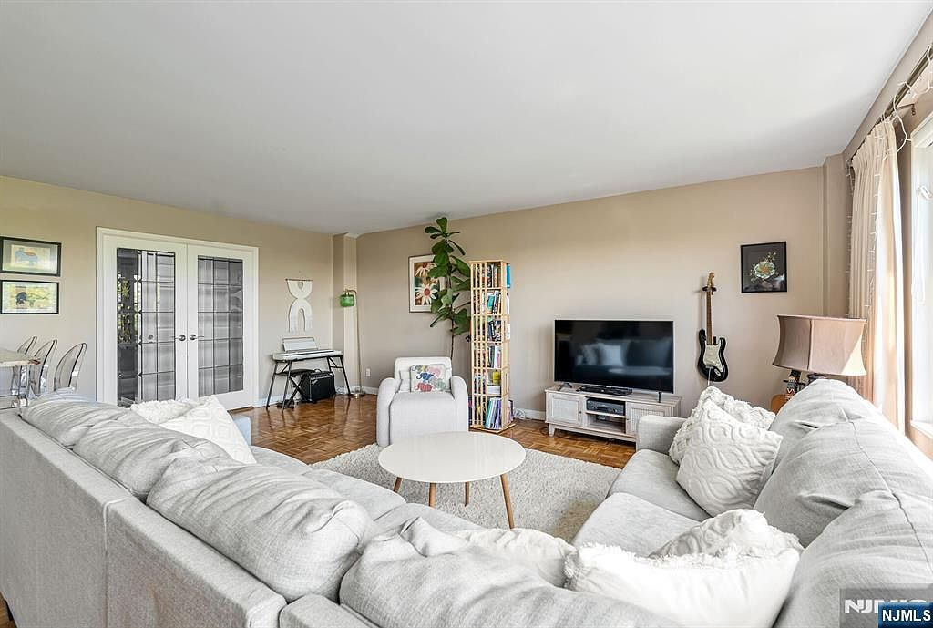 Living room with parquet flooring