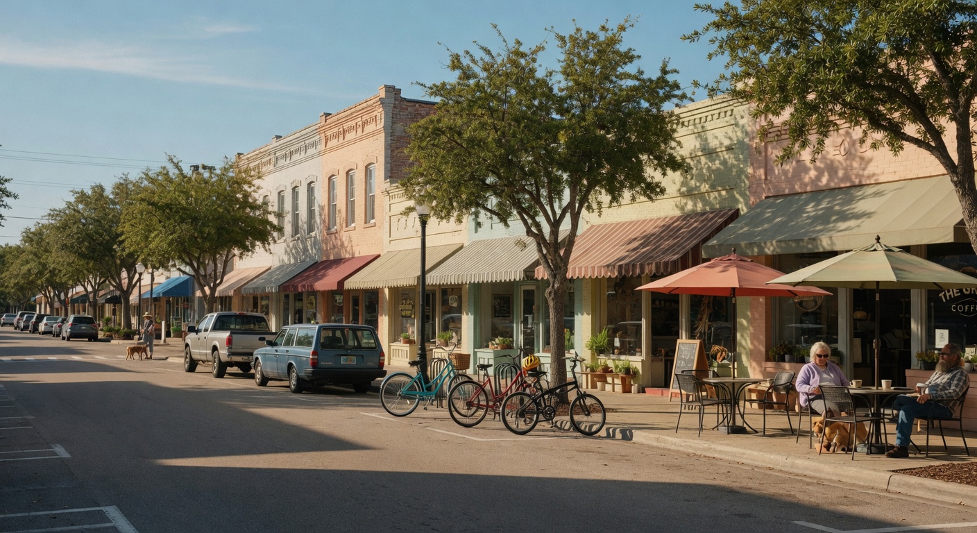A calm canal street in Lake Wales, Florida with homes lining the water