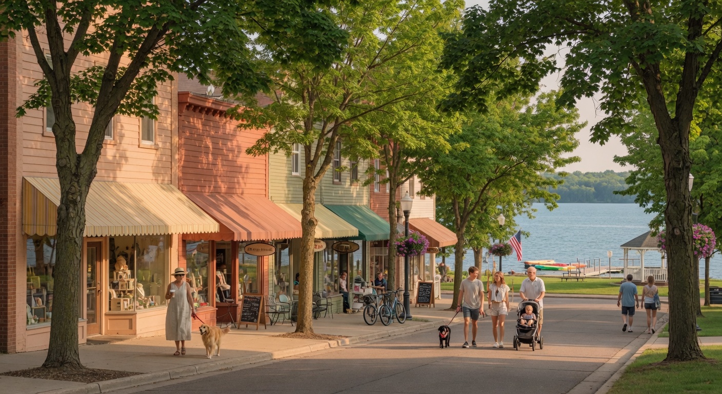 Mahtomedi Minnesota neighborhood with tree-lined streets and lake views