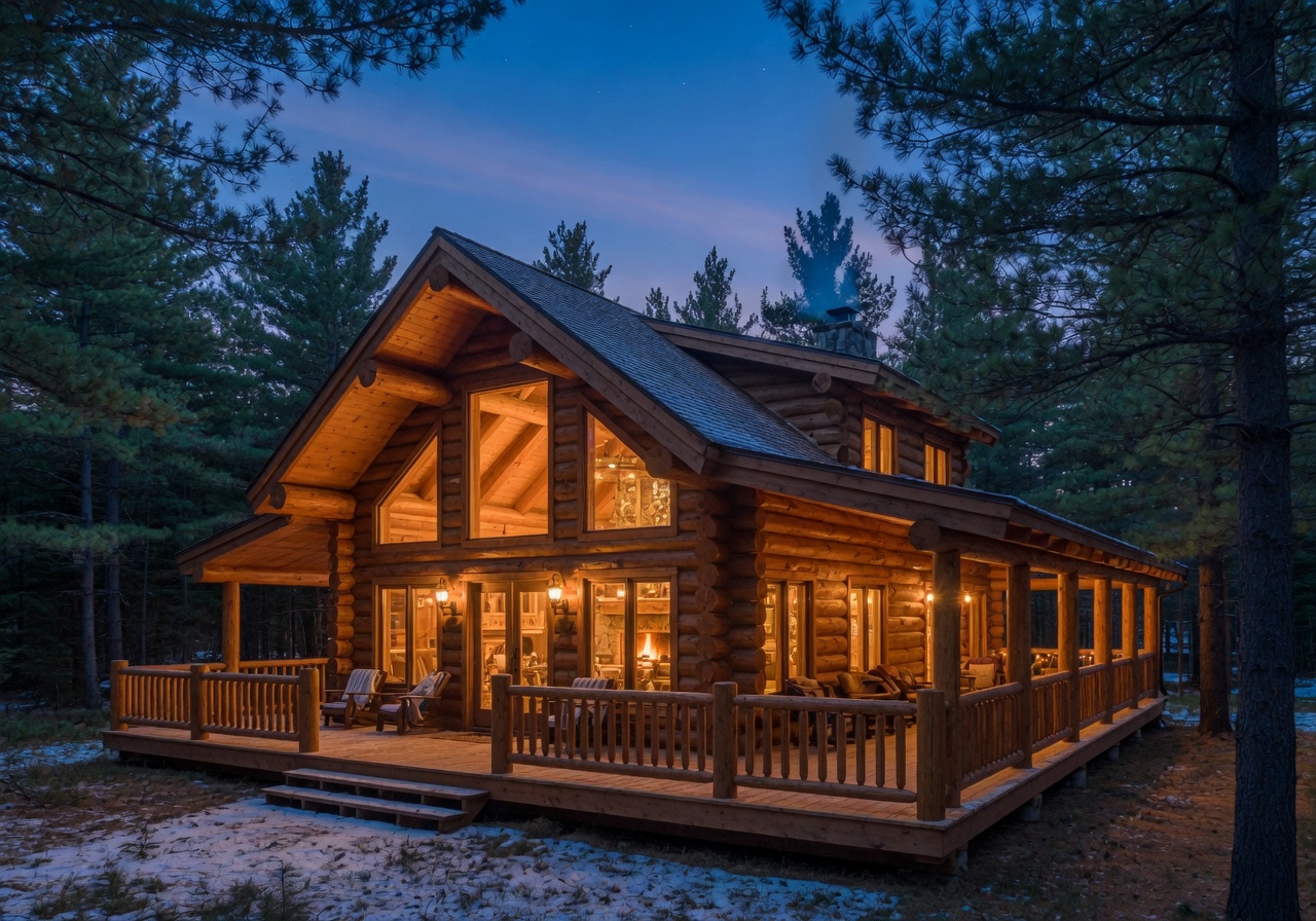 Spooner Log Home in Spooner, WI - Gorgeous rustic log cabin surrounded by pines