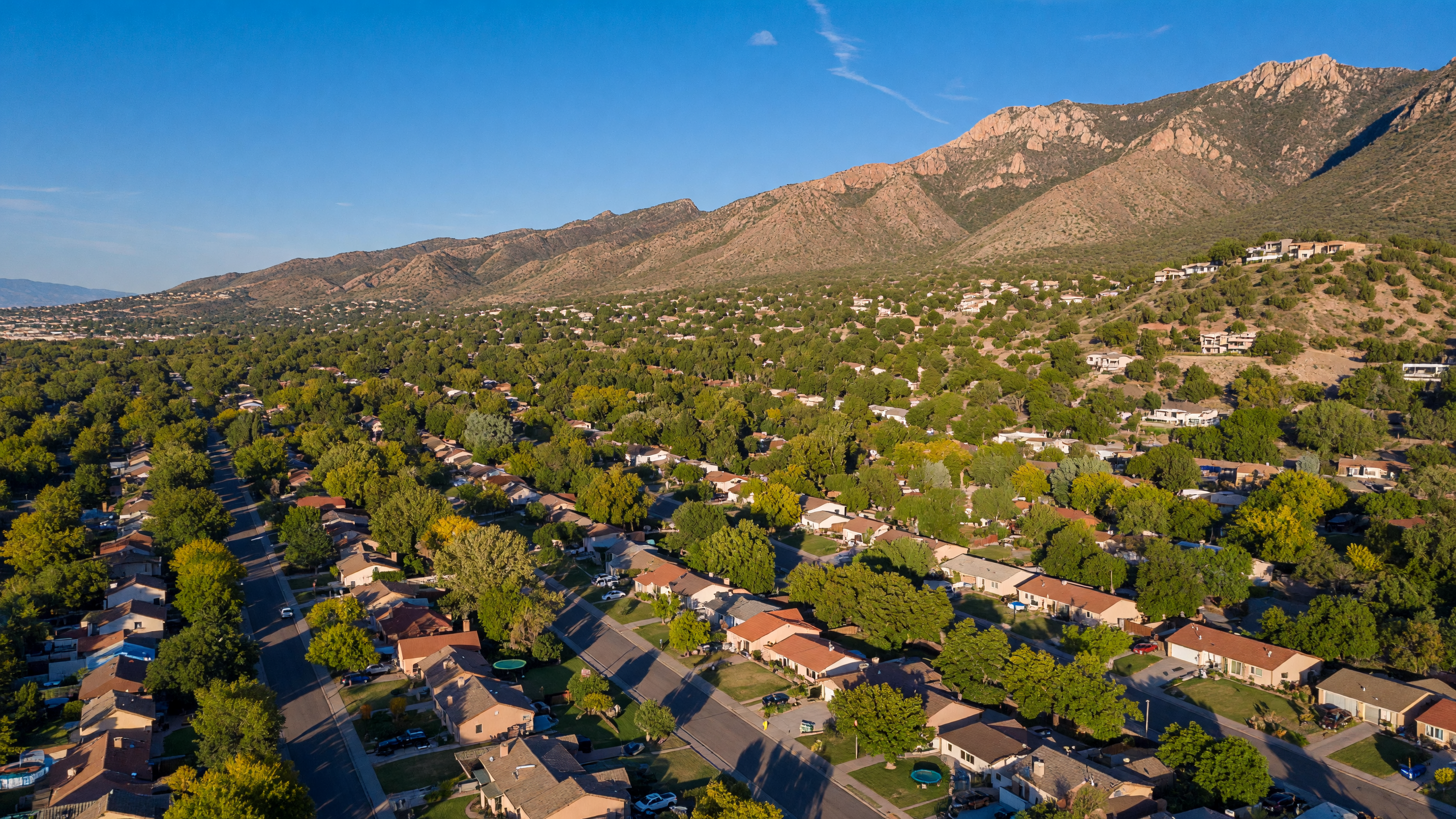 Aerial view of Glenwood Hills neighborhood in northeast Albuquerque