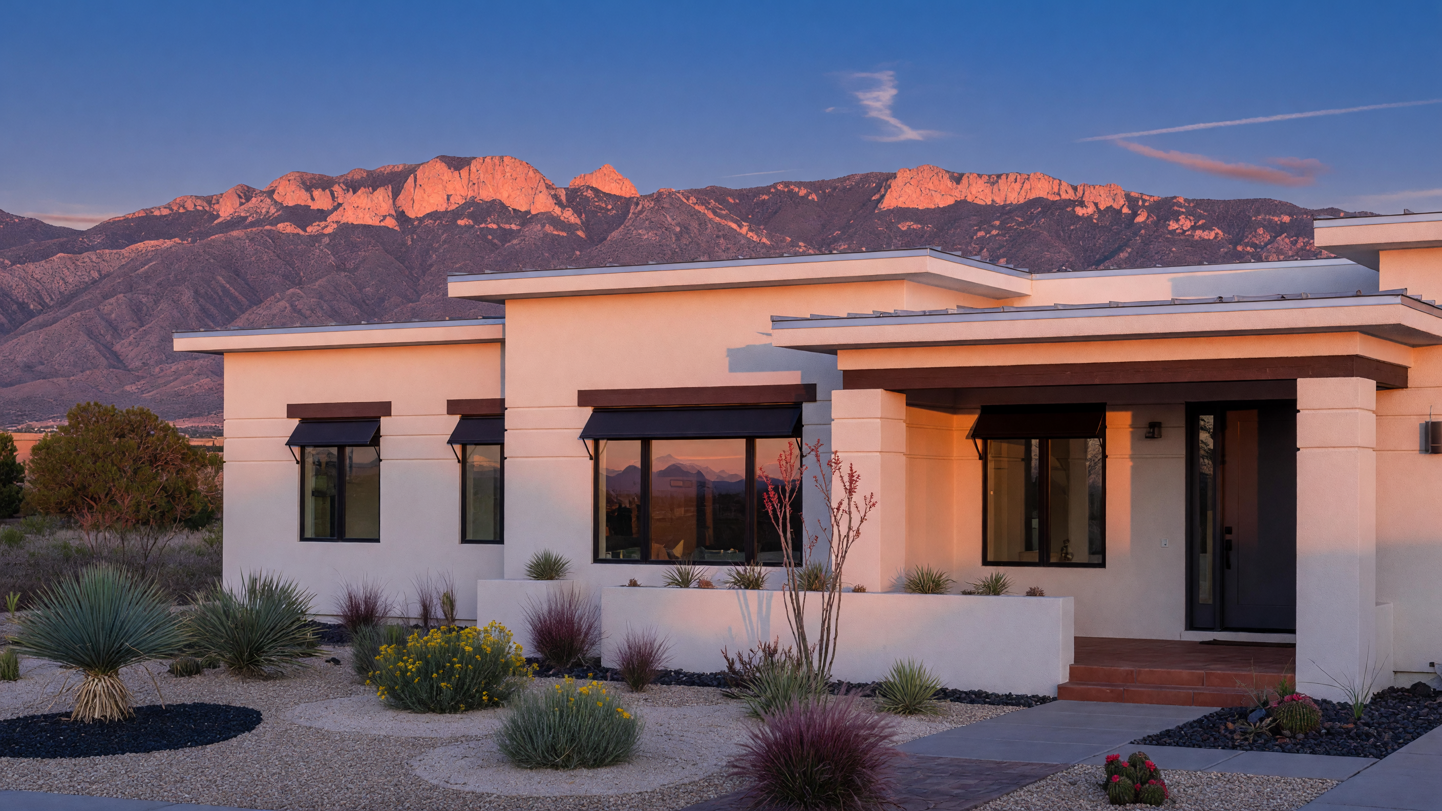 Modern new construction model home interior with open floor plan in Albuquerque