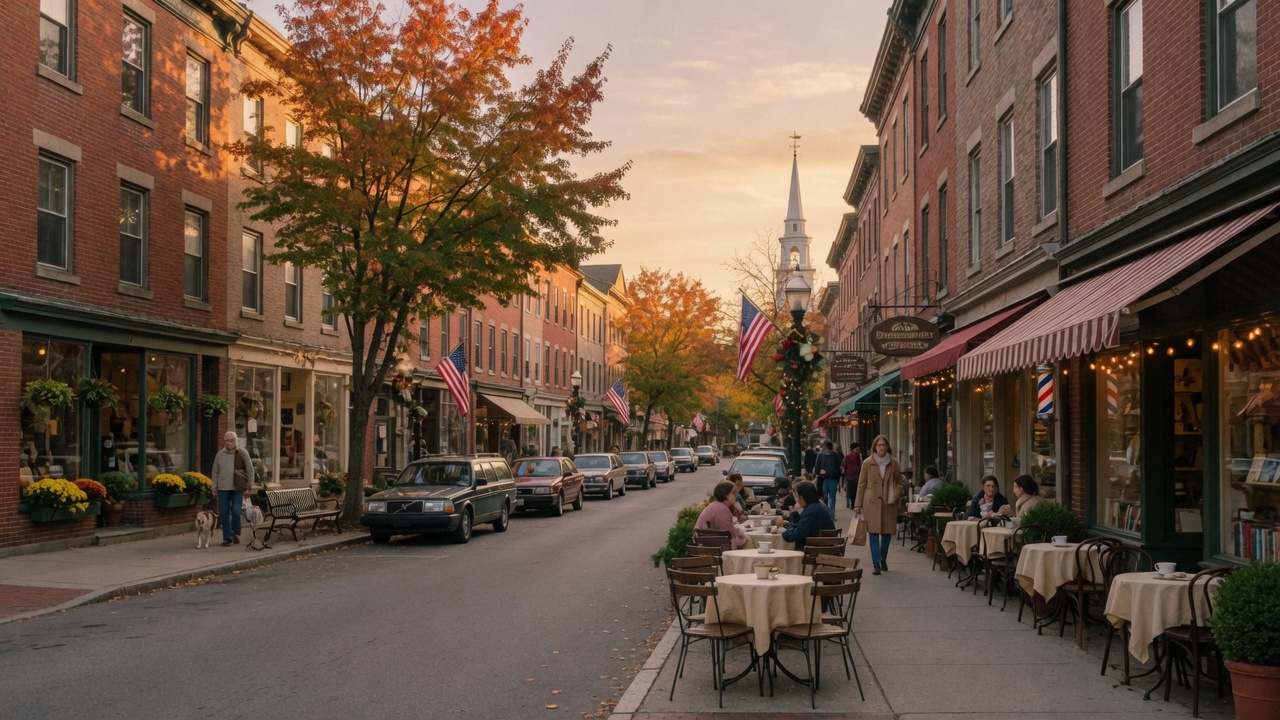 A town center in Middlesex County Massachusetts