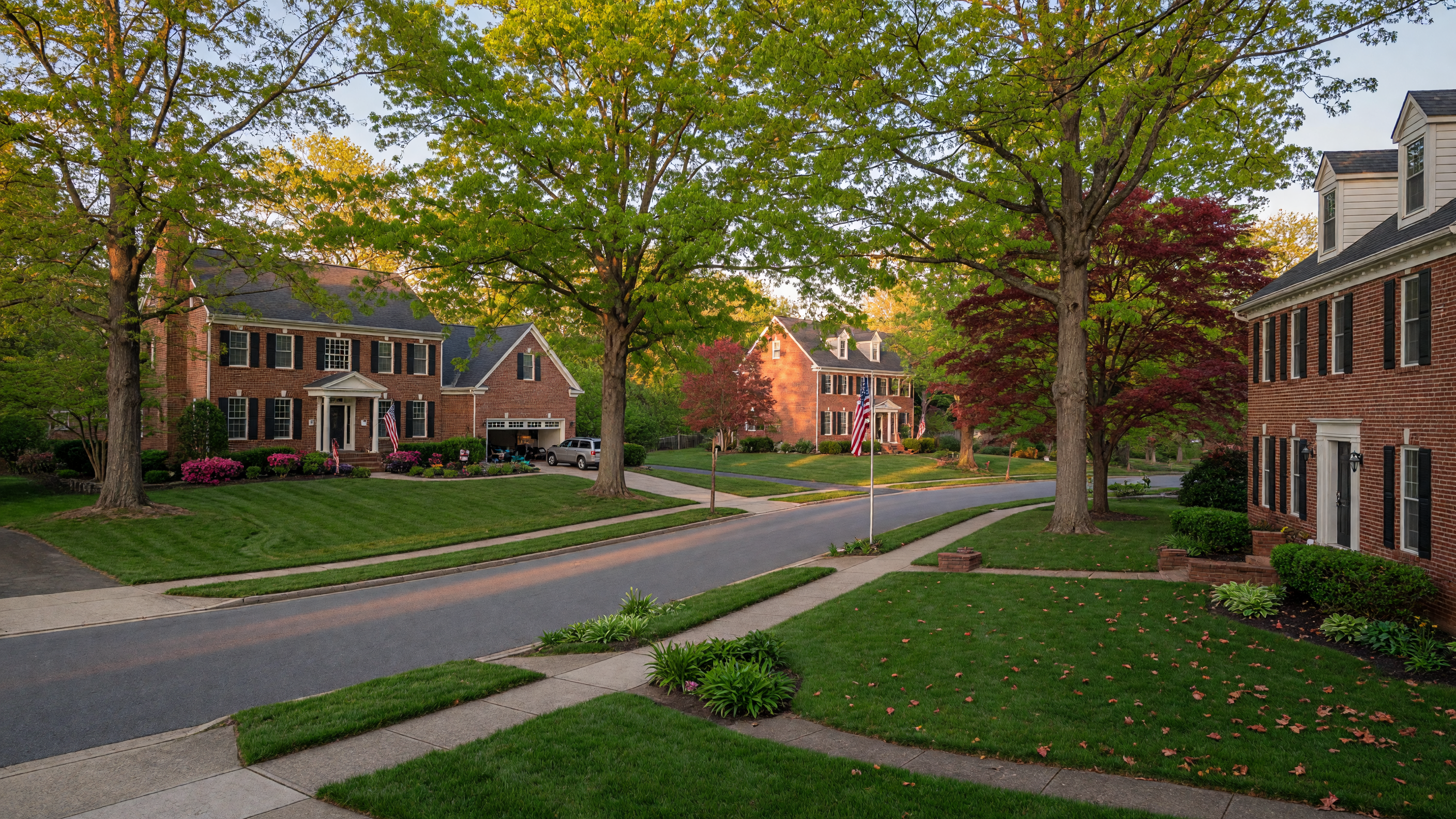 Colonial Forge established residential neighborhood in Stafford Virginia — larger single-family homes on generous lots with mature trees and classic colonial architecture