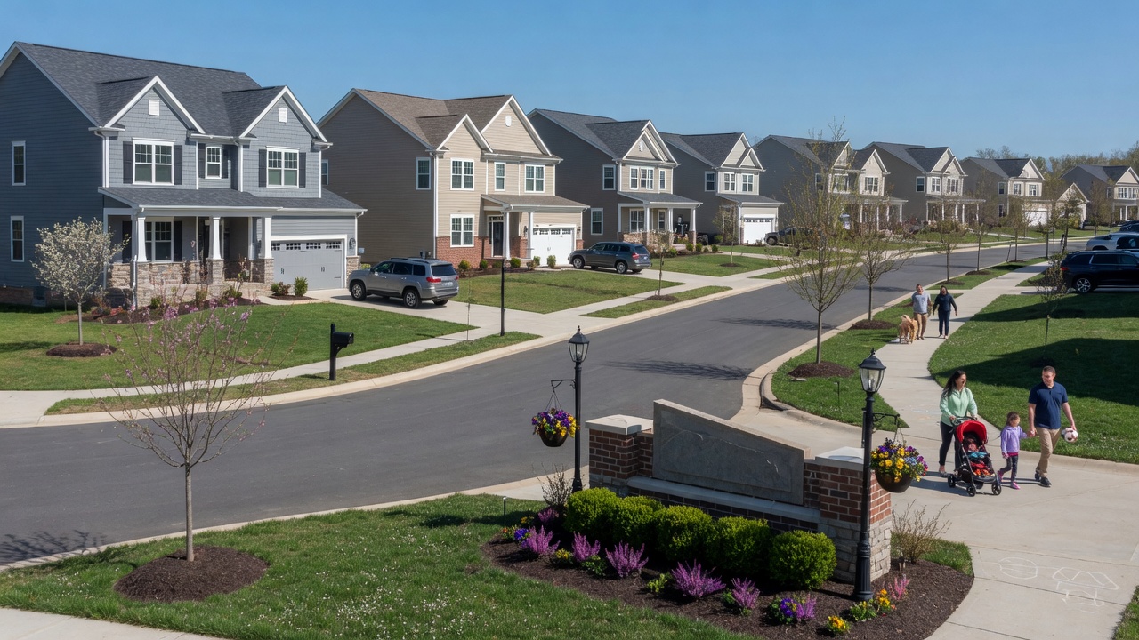 Wilderness Shores newer community in Locust Grove Virginia — new construction single-family homes, wide streets, family-friendly neighborhood in Orange County