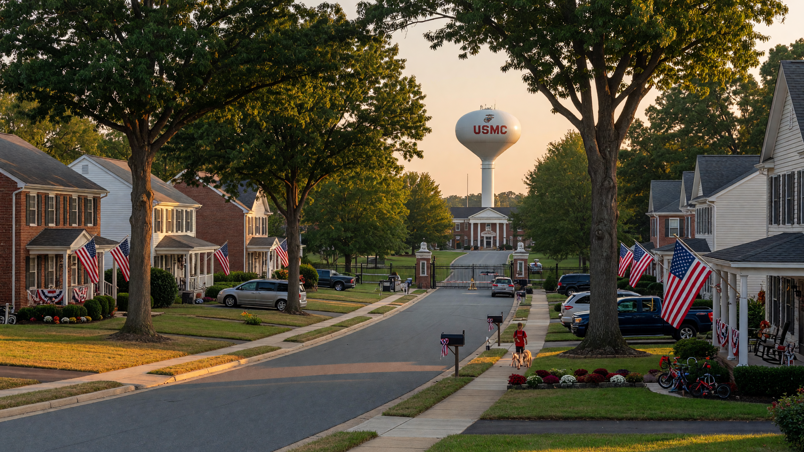 Stafford Virginia neighborhood near Marine Corps Base Quantico with stately colonial homes