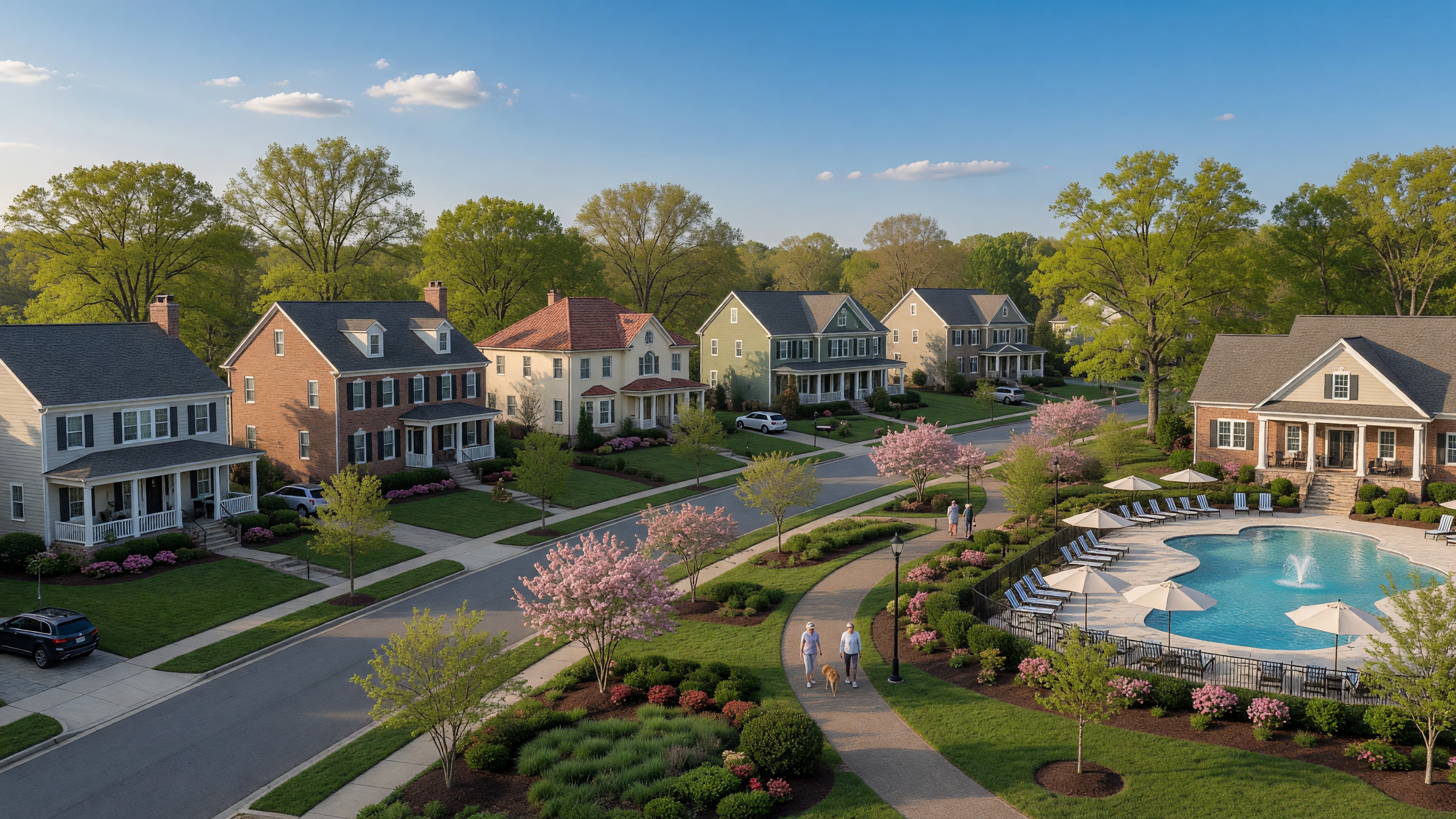 Keswick master-planned community in Spotsylvania Virginia — tree-lined streets and upscale homes