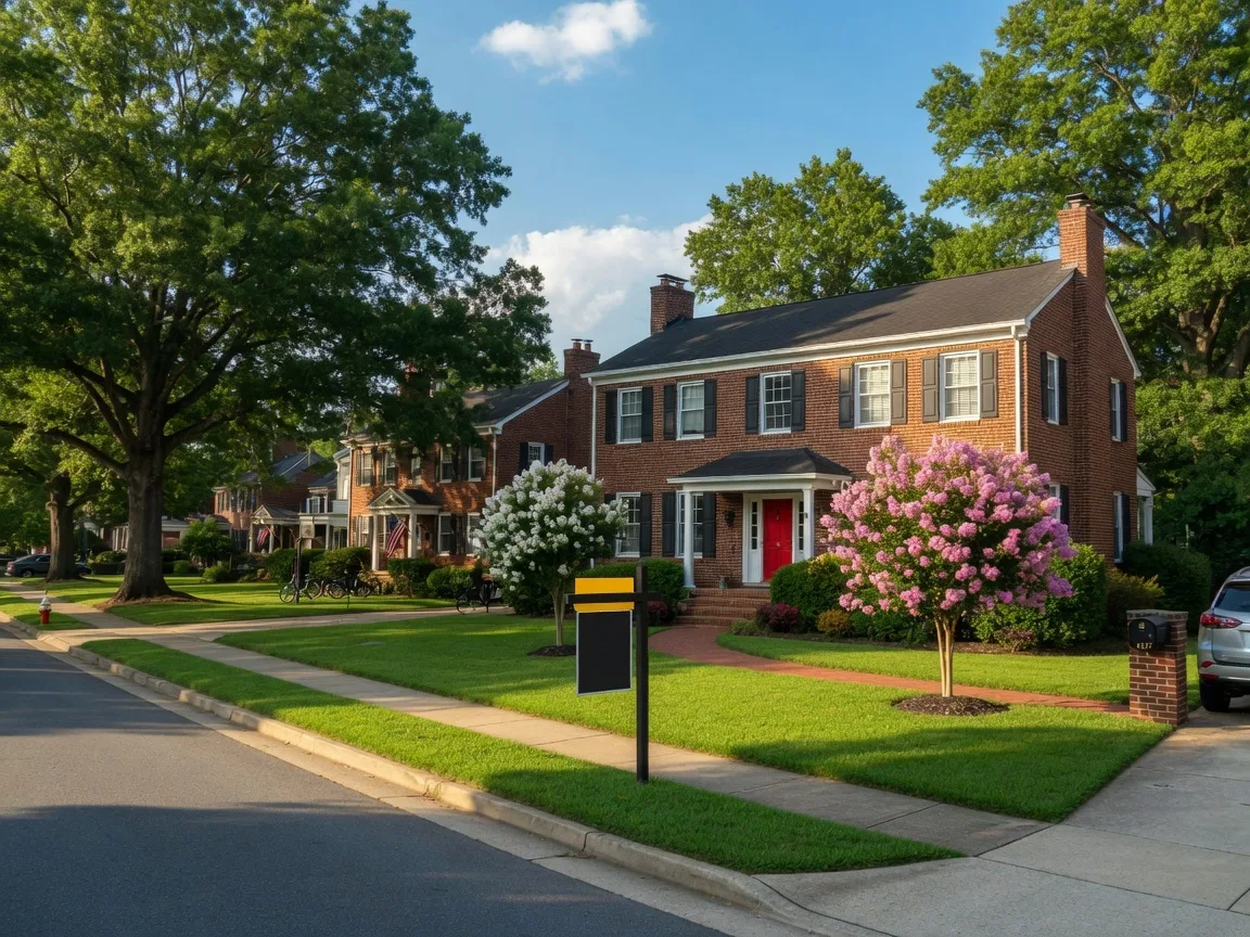 A well-maintained suburban home in Prince William County with a SOLD sign, featuring mature landscaping and a family-friendly neighborhood setting
