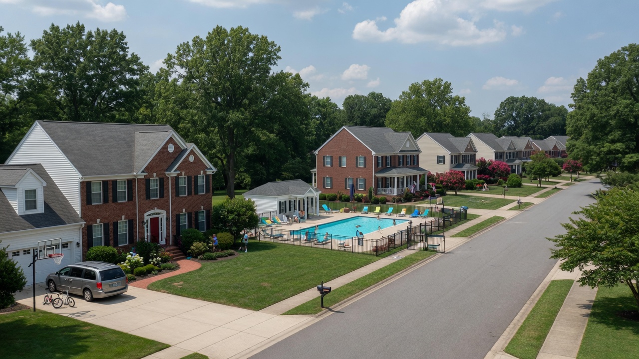 Somerset established community in Locust Grove Virginia — single-family homes, community pool, mature landscaping, family-friendly neighborhood on Route 3 in Orange County