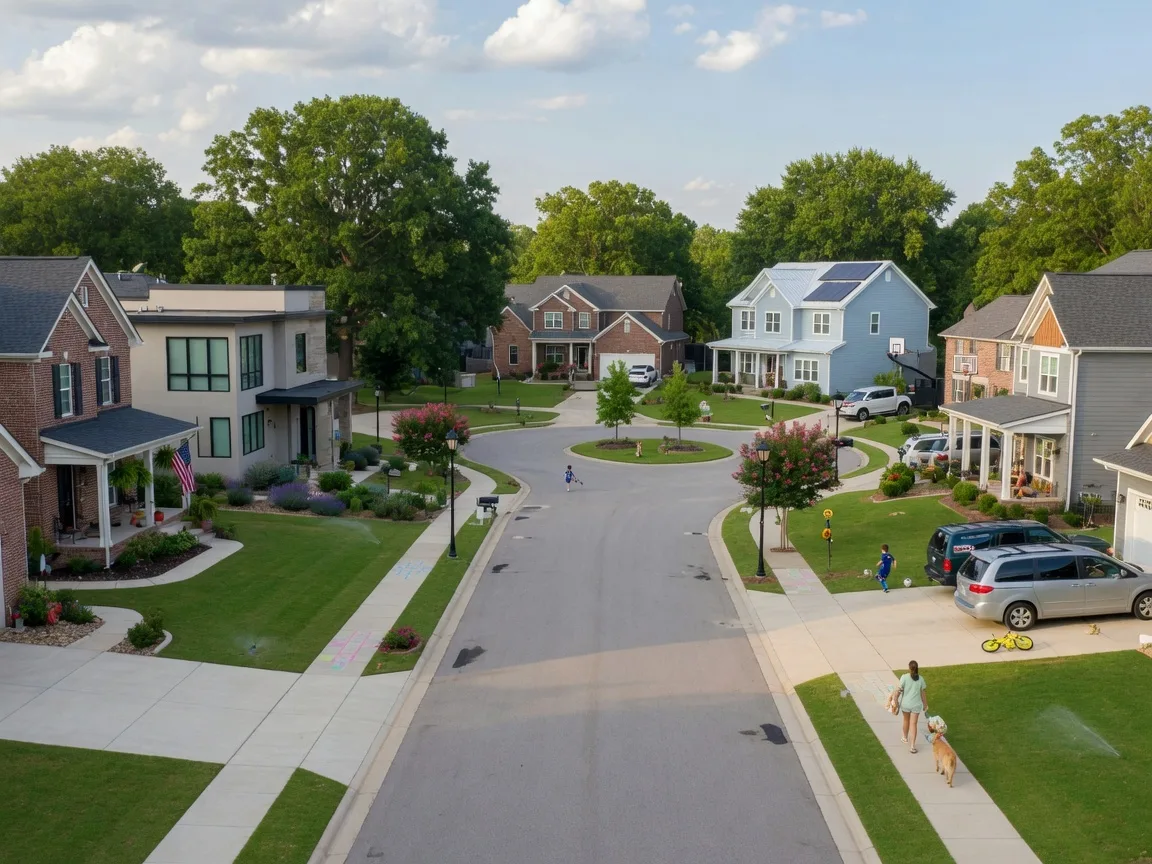 Suburban neighborhood in Tulsa Oklahoma