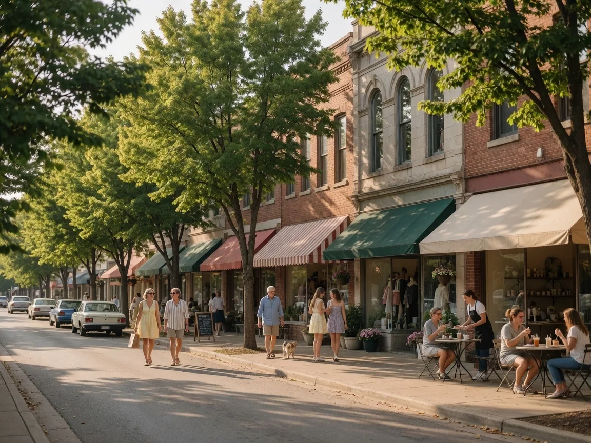 Brookside shopping district in Tulsa with tree-lined streets and local boutiques