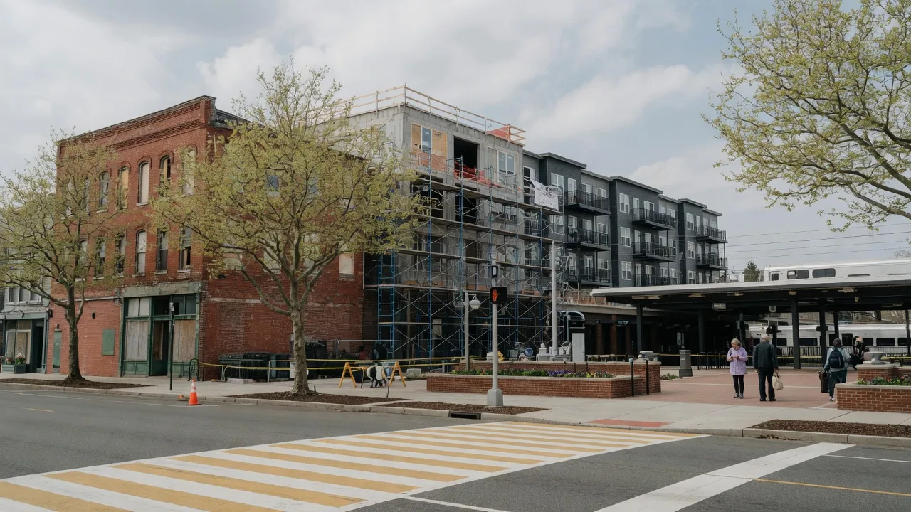 The Lackawanna Plaza site in Montclair NJ, a transit-oriented development area near the train station