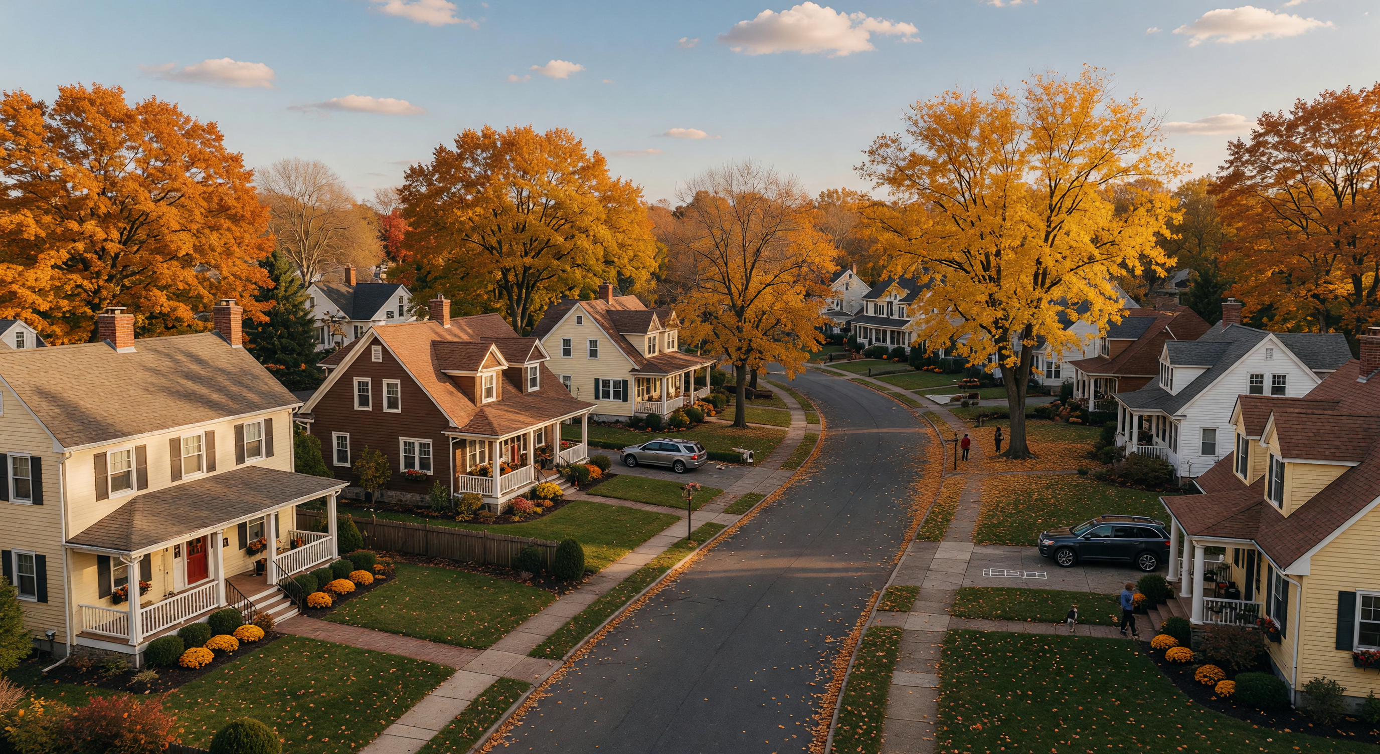 Northern New Jersey neighborhood at golden hour