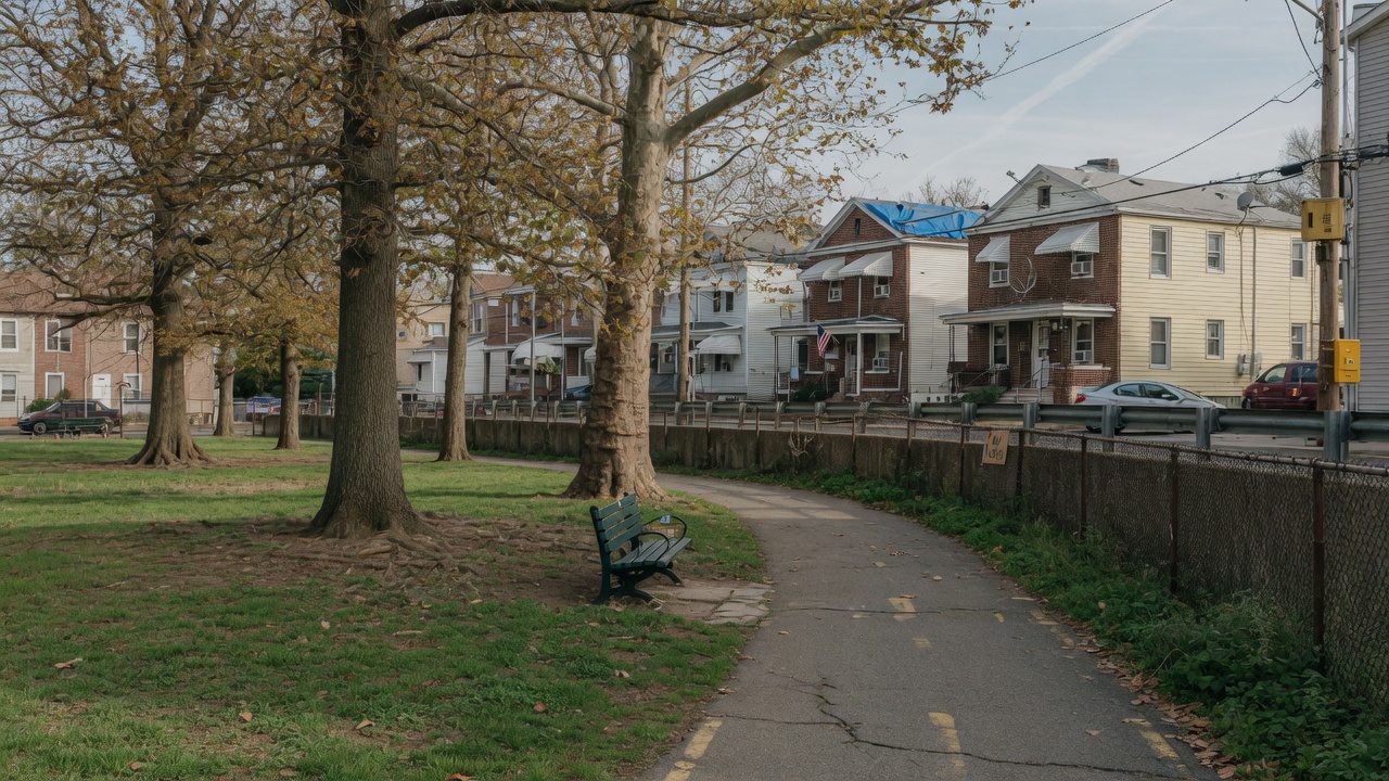 Suburban residential neighborhood in Essex County NJ
