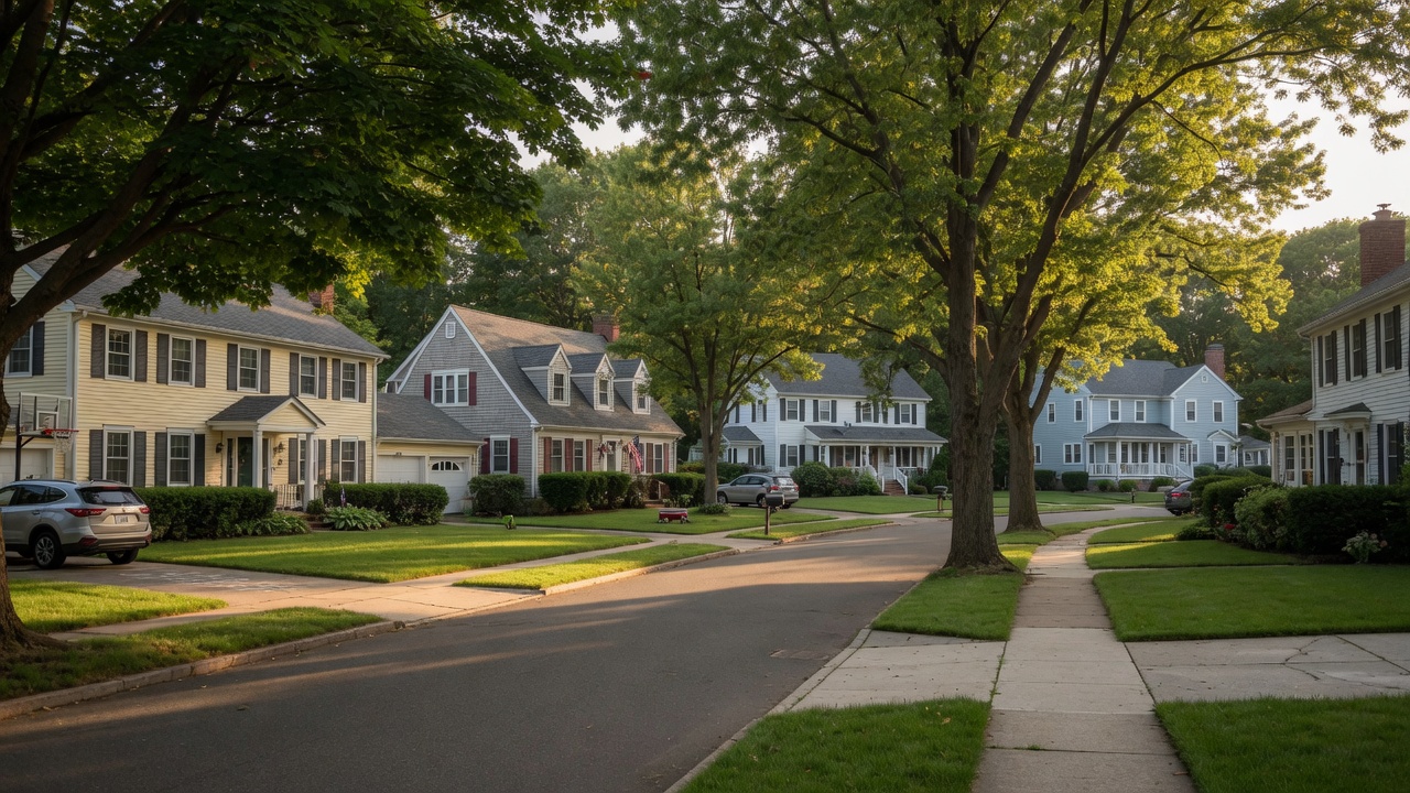 Walkable downtown street in Montclair NJ with shops and outdoor cafes