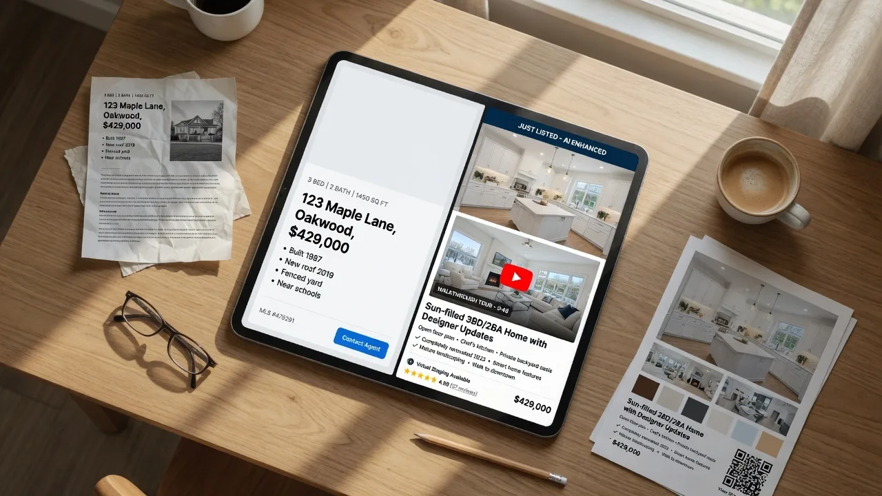 Comparison of basic and AI-enhanced online real estate listings