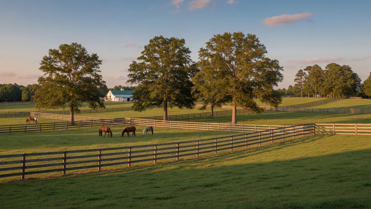 Equestrian property in Aiken SC horse country with rolling green fields