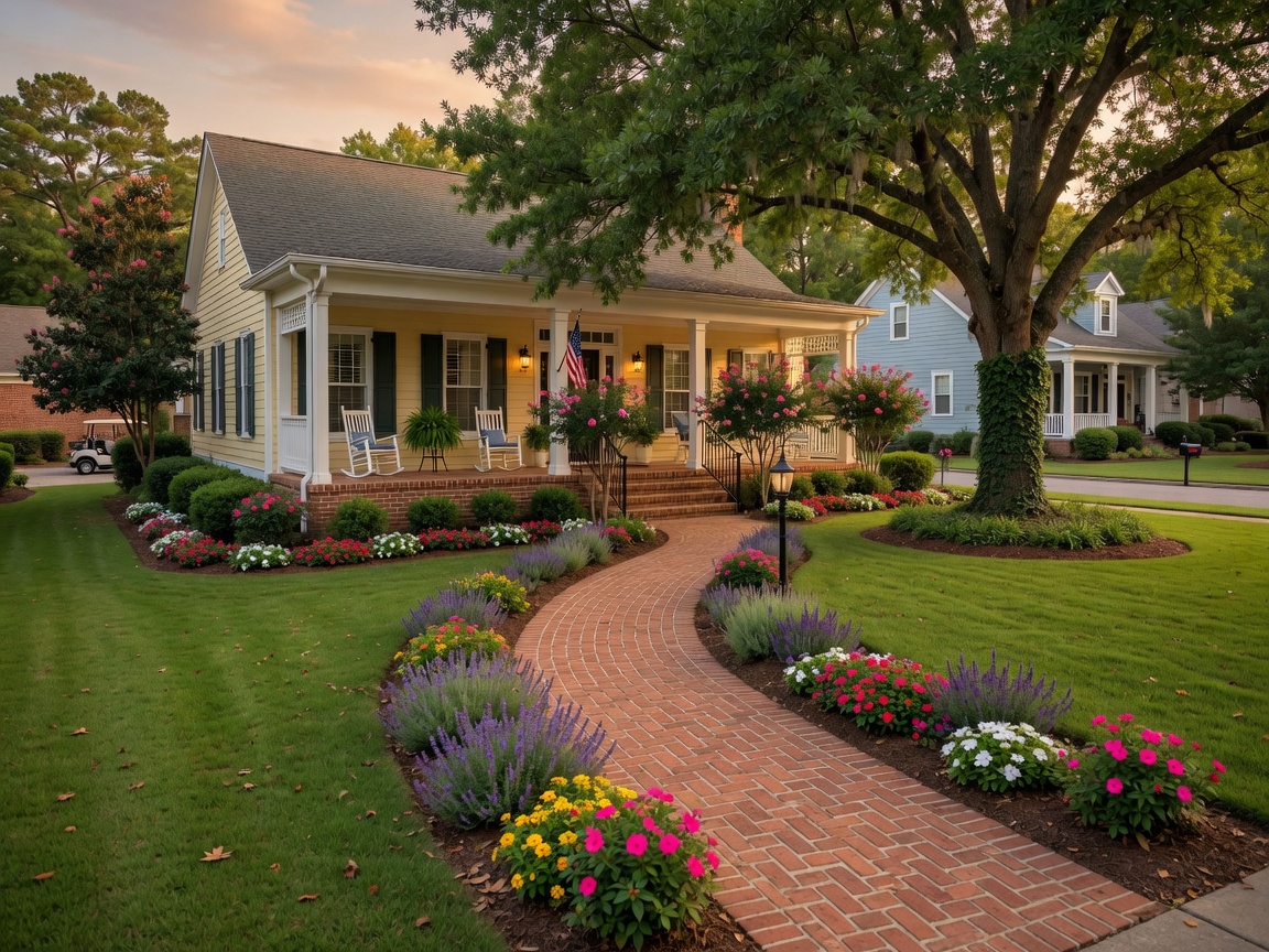 Well-maintained front yard of a North Augusta SC home with fresh landscaping