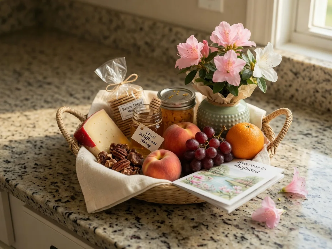 Masters Week welcome basket for short-term rental guests in Augusta GA