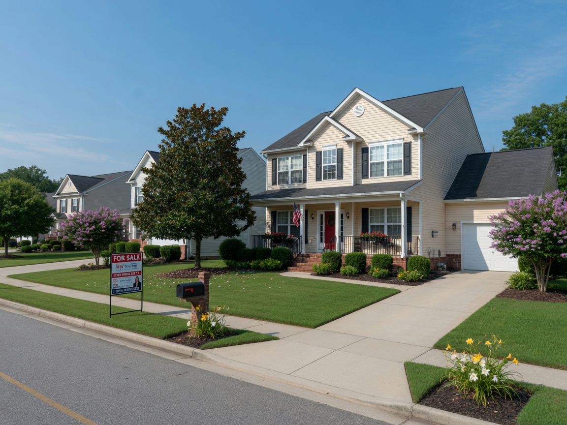 Residential neighborhood in North Augusta SC with well-maintained homes and mature trees