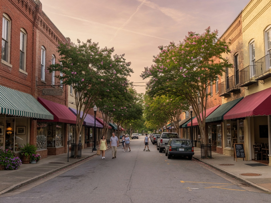 Downtown North Augusta SC with local shops and community atmosphere