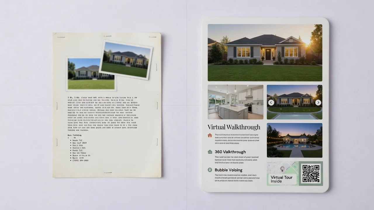 Comparison of traditional and AI-enhanced real estate marketing materials