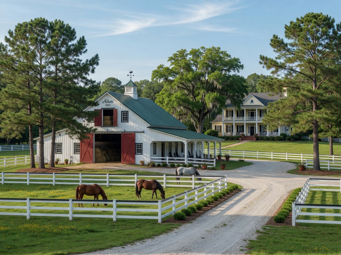 Equestrian home with barn and paddocks in Aiken SC