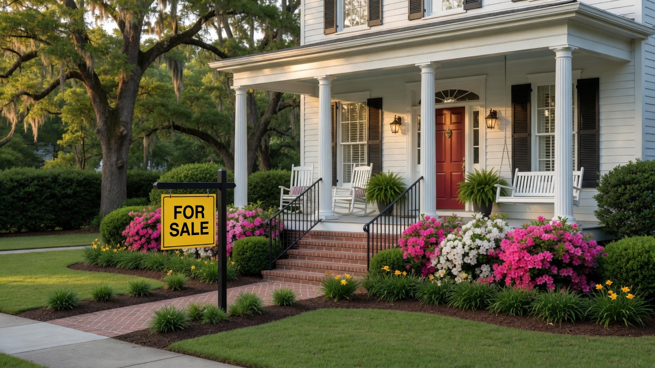 Well-maintained home for sale in Aiken SC with manicured landscaping and front porch