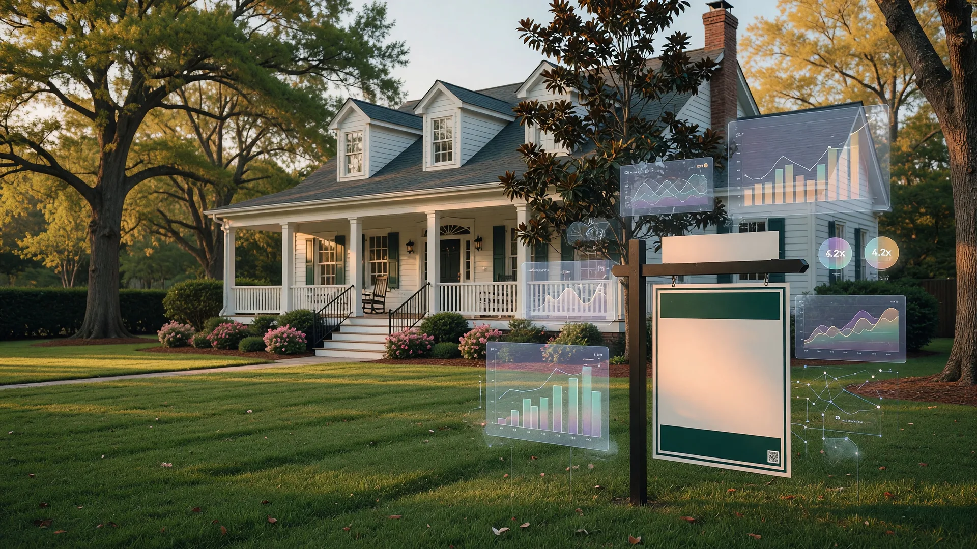 Digital dashboard showing AI-powered marketing analytics for a home listing
