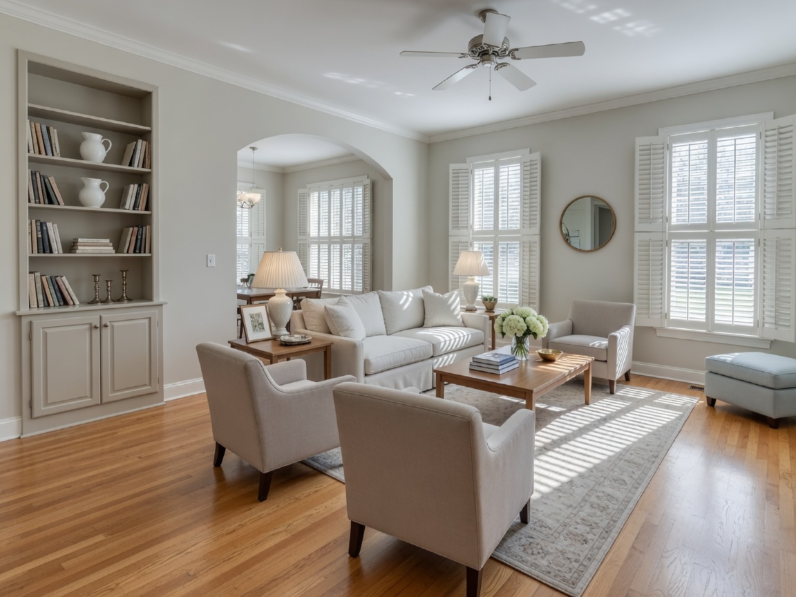 Staged living room in an Aiken SC home ready for buyer showings