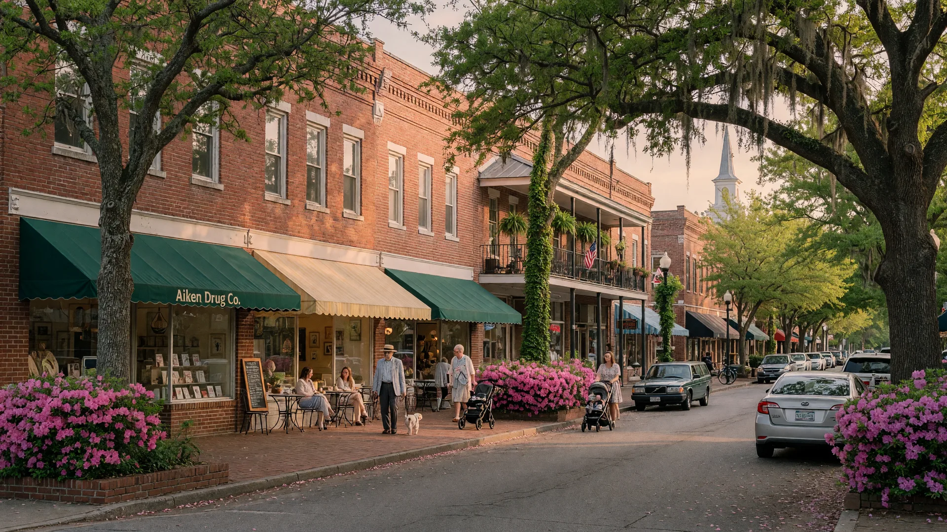 North Augusta riverfront area along the Savannah River with green space and walking paths