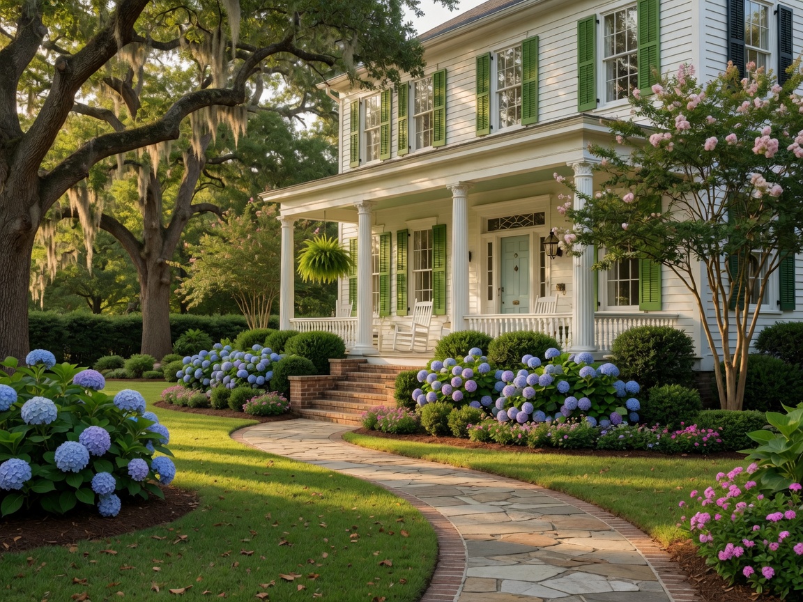 Tree-lined residential street in Augusta Georgia with classic Southern homes