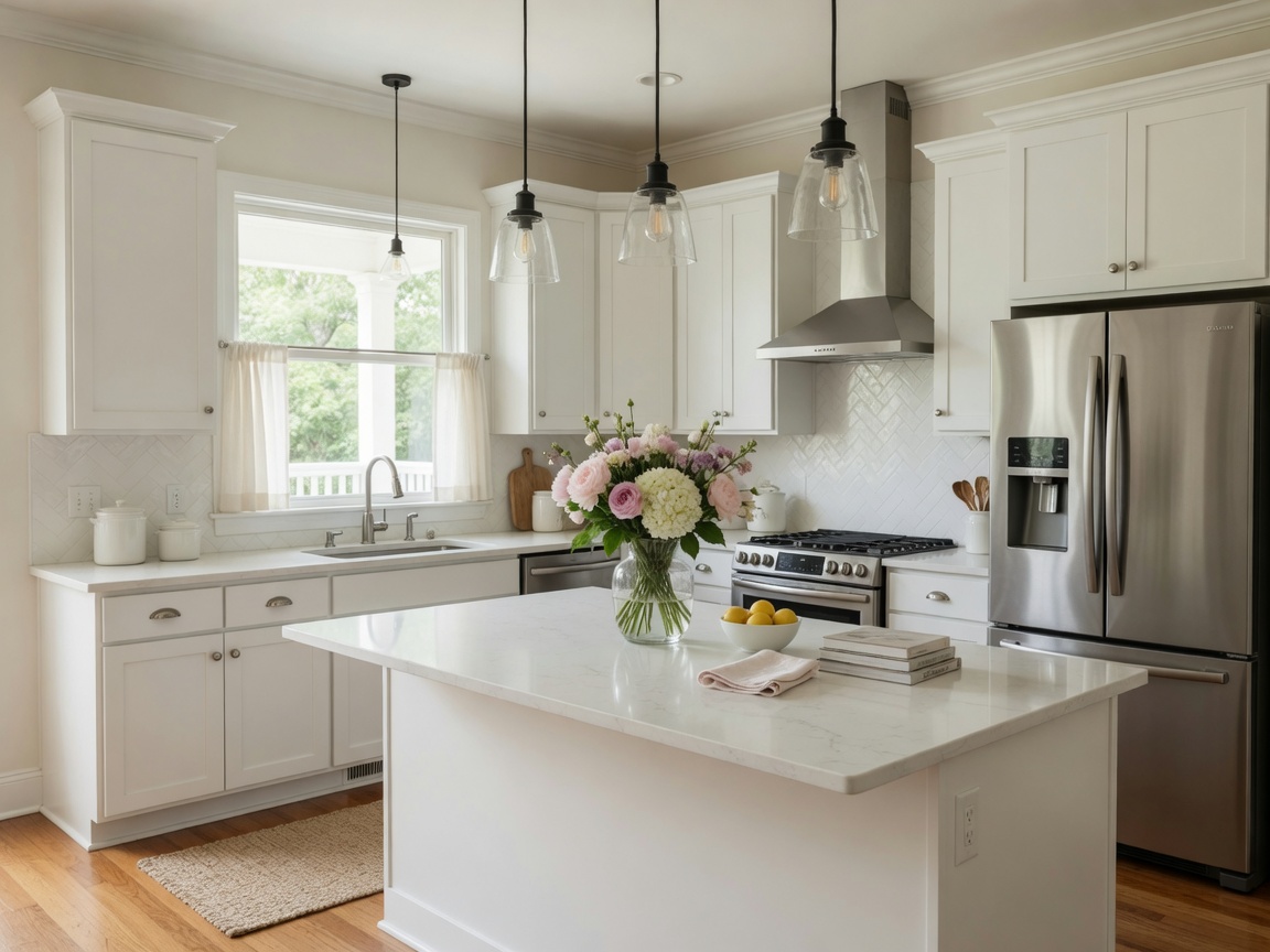 Modern kitchen in a well-staged North Augusta SC home ready for buyer showings
