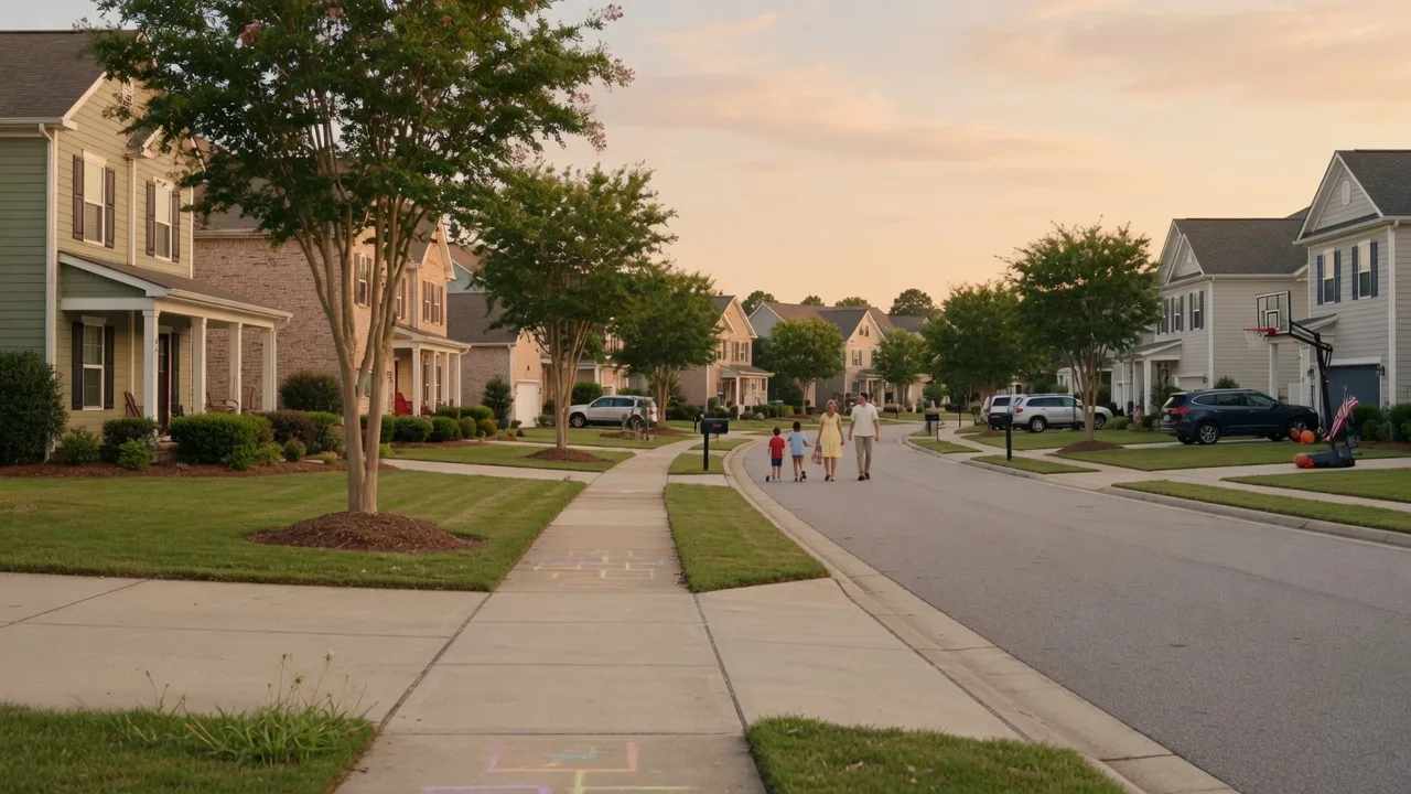 Family-friendly neighborhood in the CSRA with well-maintained homes and green lawns