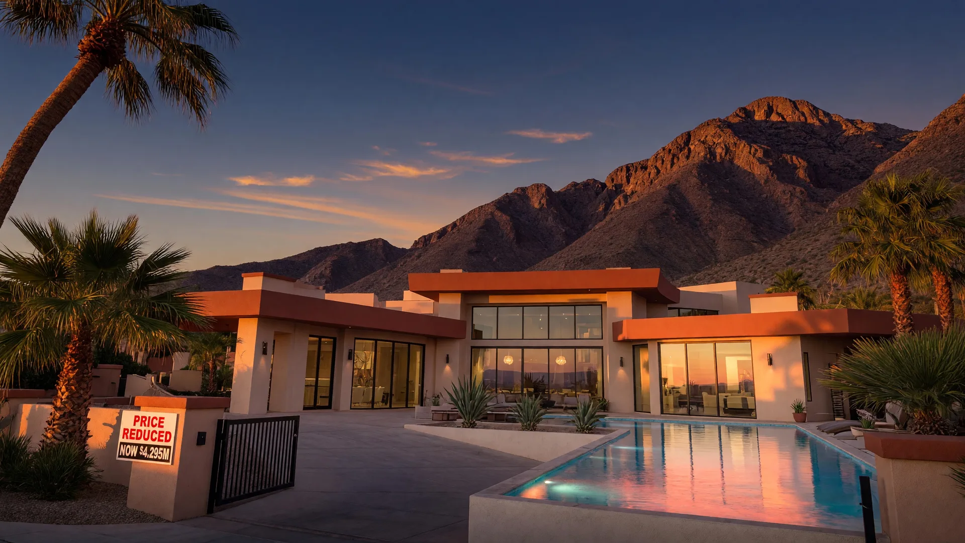 Modern luxury desert estate in the Las Vegas hills with a pool and mountain backdrop