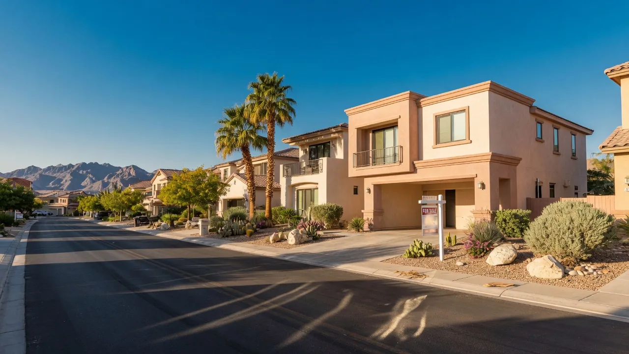 Las Vegas suburban neighborhood with well-maintained homes and desert landscaping
